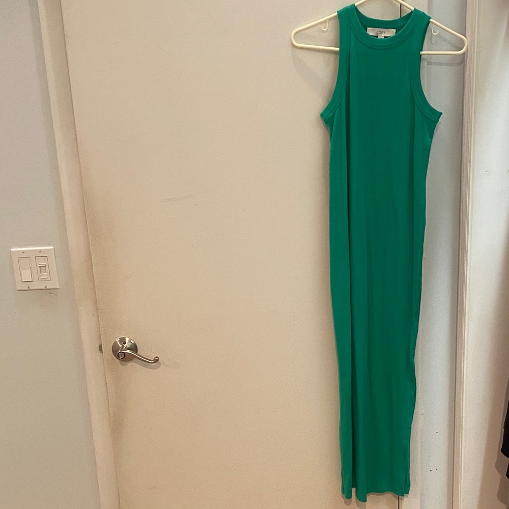 LOFT Sleeveless Green Maxi Dress